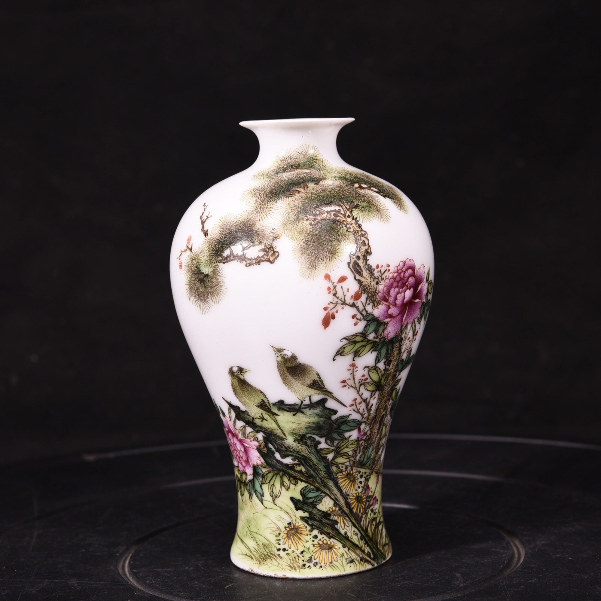大清雍正年制粉彩珐琅彩花花鸟纹梅瓶文化创意文具