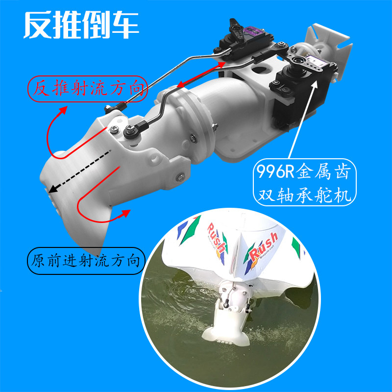 船模型喷水推进器遥控舰船快艇泵喷36mm小型喷射泵3d打印反推倒车