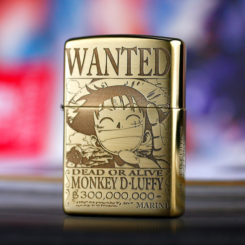 正版zippo防风煤油打火机纯铜盔甲海贼王路飞通缉令zippo