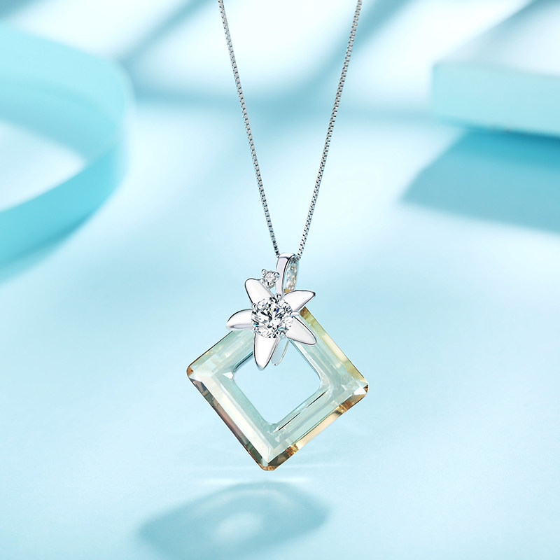 生日礼物s925吊坠项链挂件丁香花锁骨项链