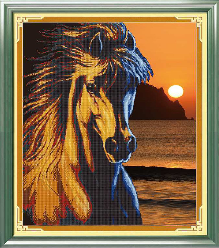 满钻钻石十字绣马头冰与火马到成功竖版新款小幅客厅十字绣套件