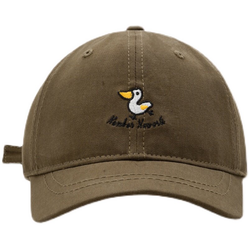 韩版潮牌甜美可爱卡通小鸭子刺绣软顶短檐棒球帽帽子