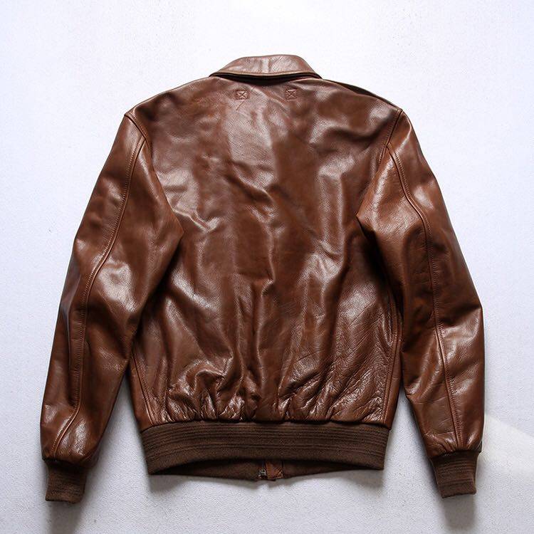 a2牛皮二战年代复古皮夹克军事美式黄牛皮水晶皮衣