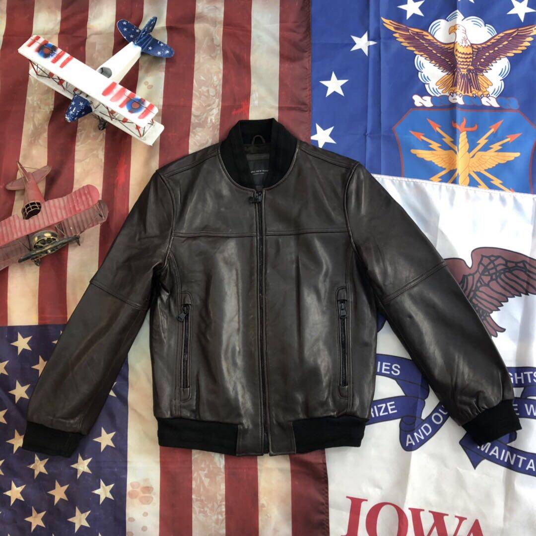 纽约巡逻队绵羊羊皮军款皮衣加棉短款男士皮外皮衣