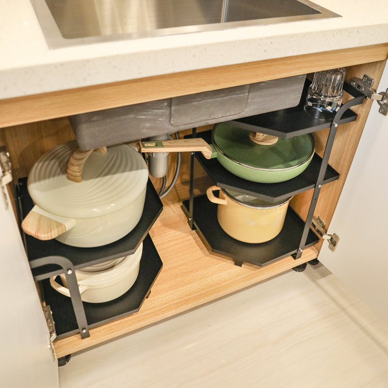 厨房平底锅收纳家用多层下水水槽锅具立式整理厨房置物架