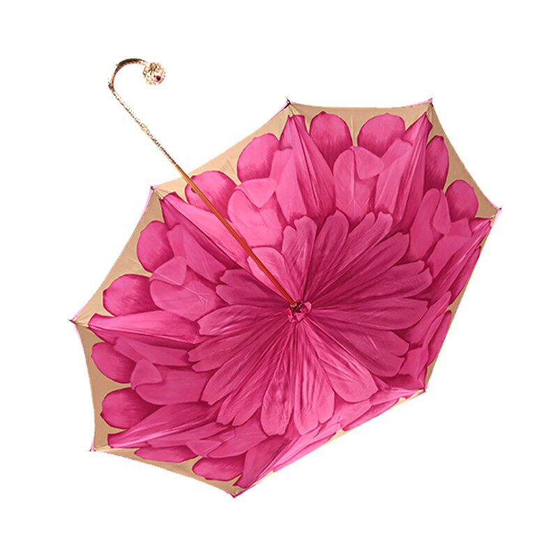 意大利pasotti雨伞粉色花朵金球粉宝石雨伞女防紫外线太阳伞女神