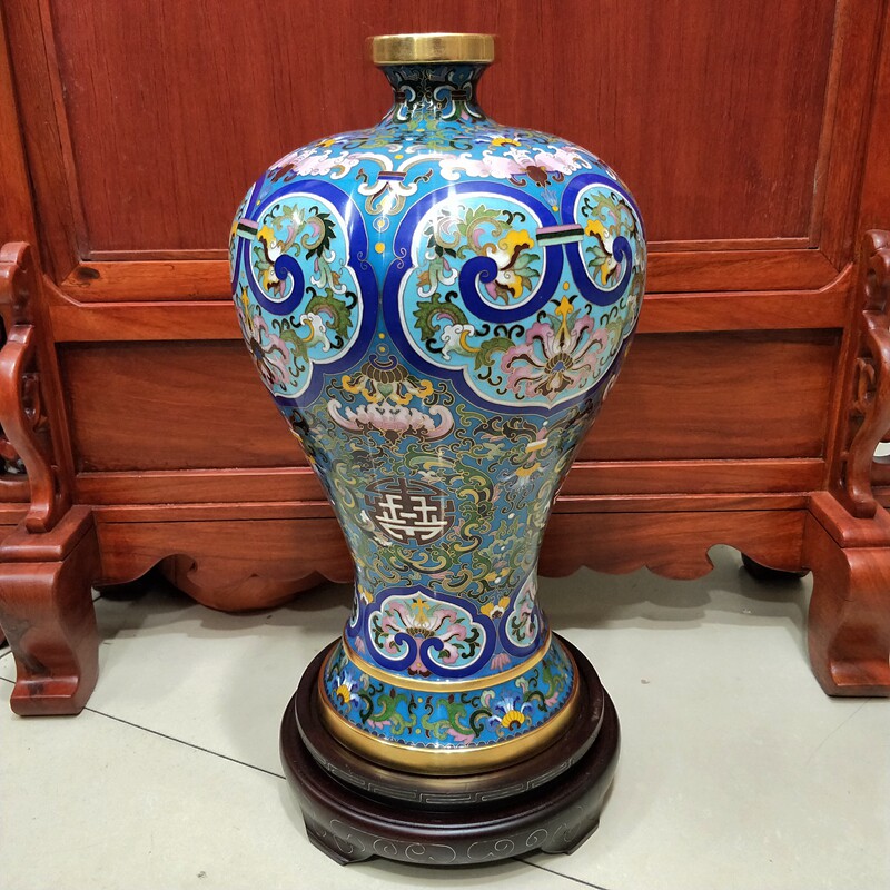 景泰蓝花瓶追本溯源福寿梅瓶北京特色工艺品家居摆件景泰蓝