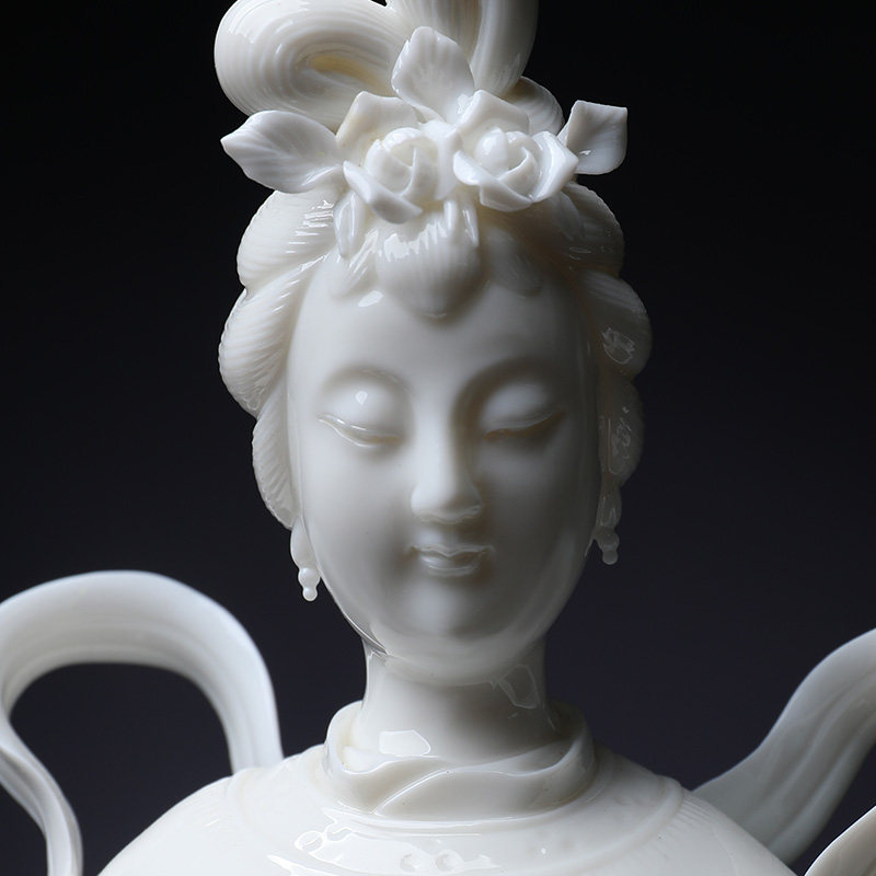 戴玉堂陶瓷摆件麻姑献寿像麻姑献寿林禄扬德化白瓷佛像艺术摆件