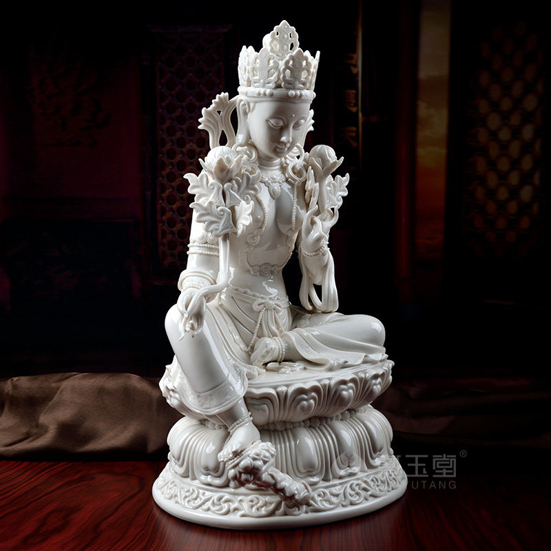 戴玉堂陶瓷摆件绿度母观音郑国明大师德化密宗佛像家居饰品