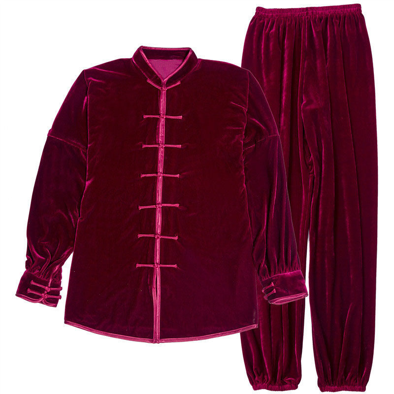 宏情太极服女秋冬加厚金丝绒男武术表演服中老年不倒绒太极拳服装