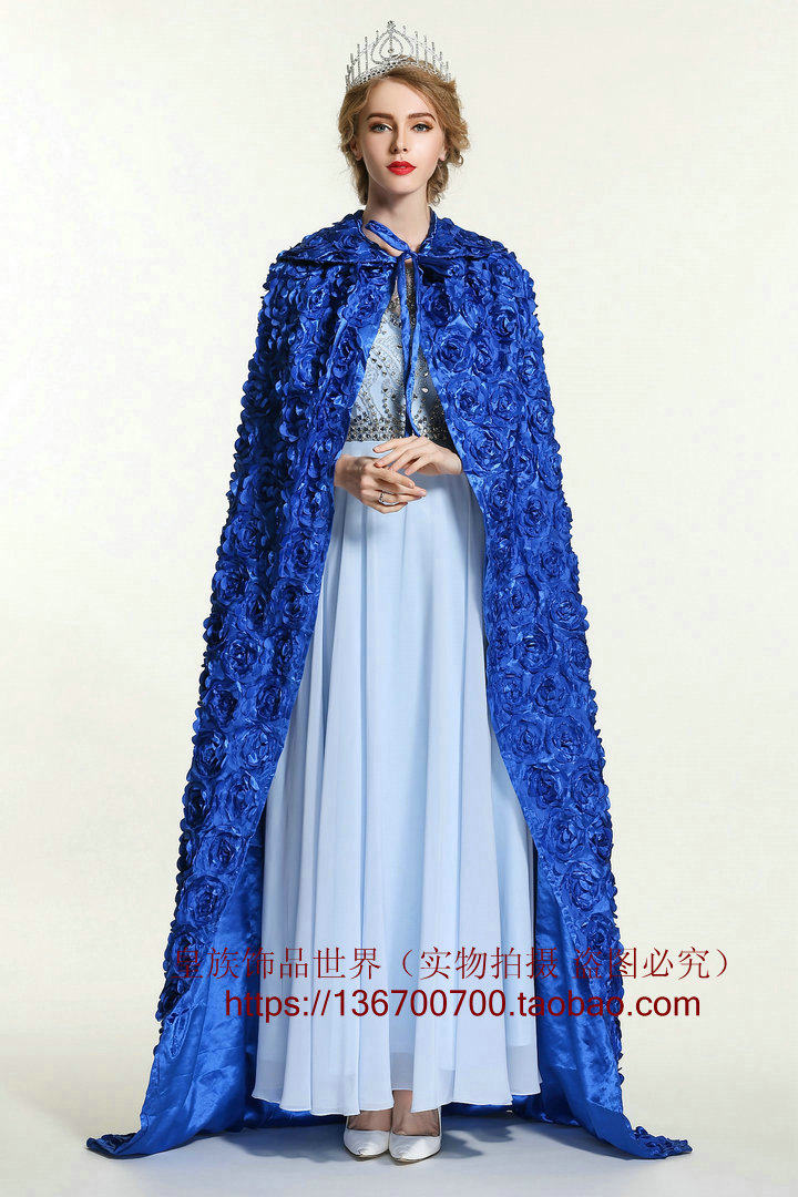 皇族香港小姐3d立体玫瑰花女新娘选美冠亚季披风冠军斗篷酒吧多色