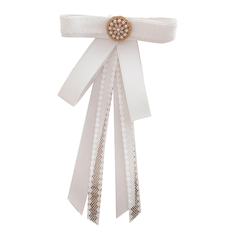 白色丝带领结蝴蝶结配饰日系秋冬衬衣衣领珍珠领结