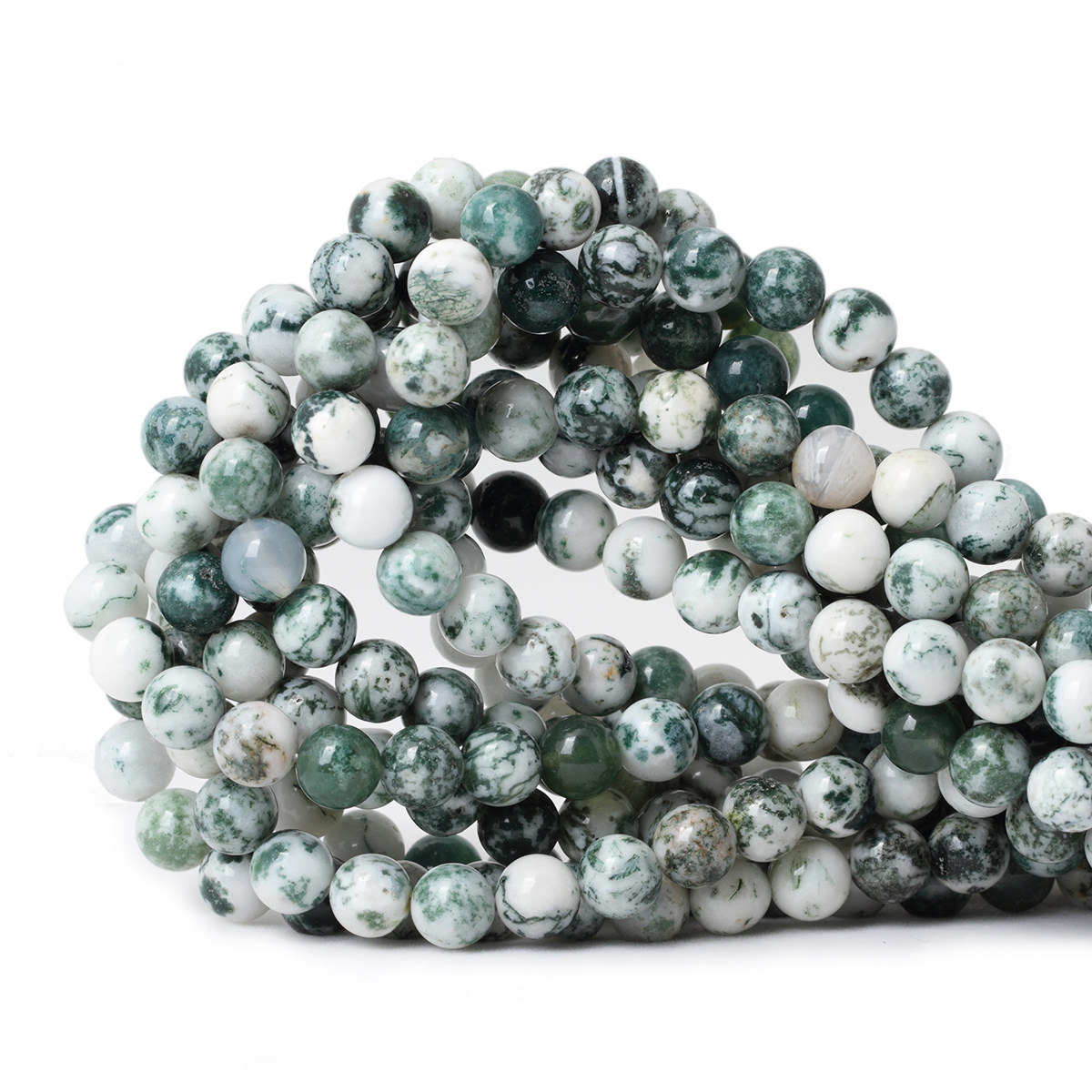 6-14mm天然乳苔树玛瑙散珠圆珠饰品配件 diy手工串珠手链手串材料