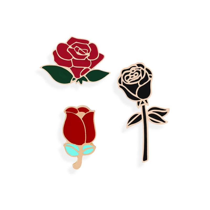时尚黑玫瑰胸针创意翻领徽章情侣浪漫礼物胸花胸针