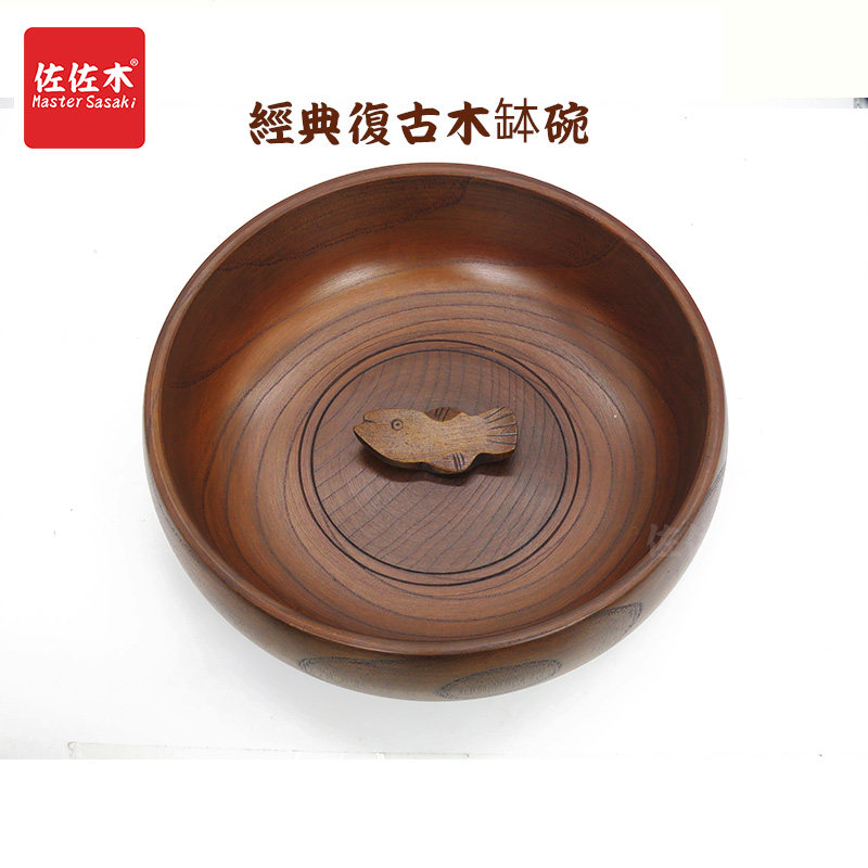 大号佐佐木日式手绘实木碗木钵盂大面零食木盆碗