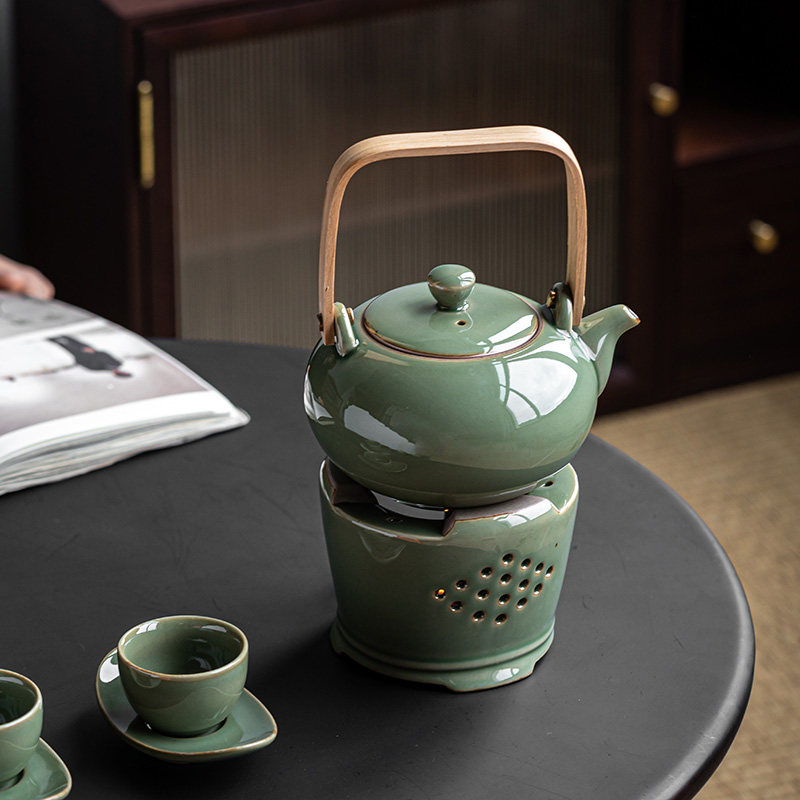 竹青功夫茶功夫日式烧水壶茶壶大容量釉陶古风复古茶壶