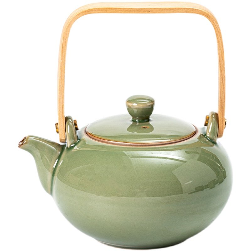 竹青功夫茶功夫日式烧水壶茶壶大容量釉陶古风复古茶壶