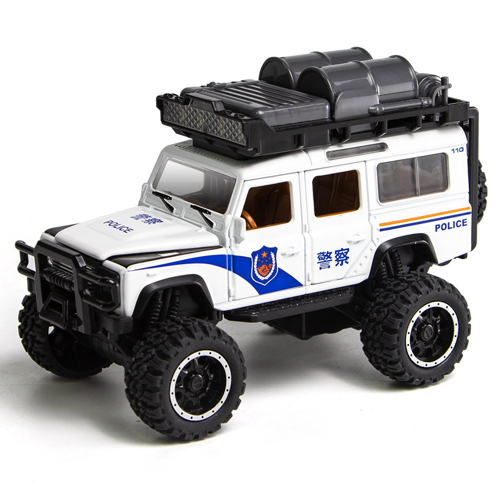 仿真路虎卫士大脚越野儿童警车声光回力男孩合金车模