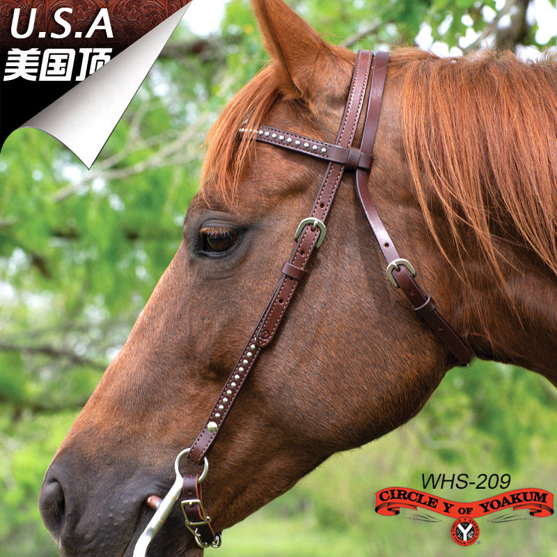 美国cy西式水勒胸带套装牛皮铆钉装饰马勒前胸带