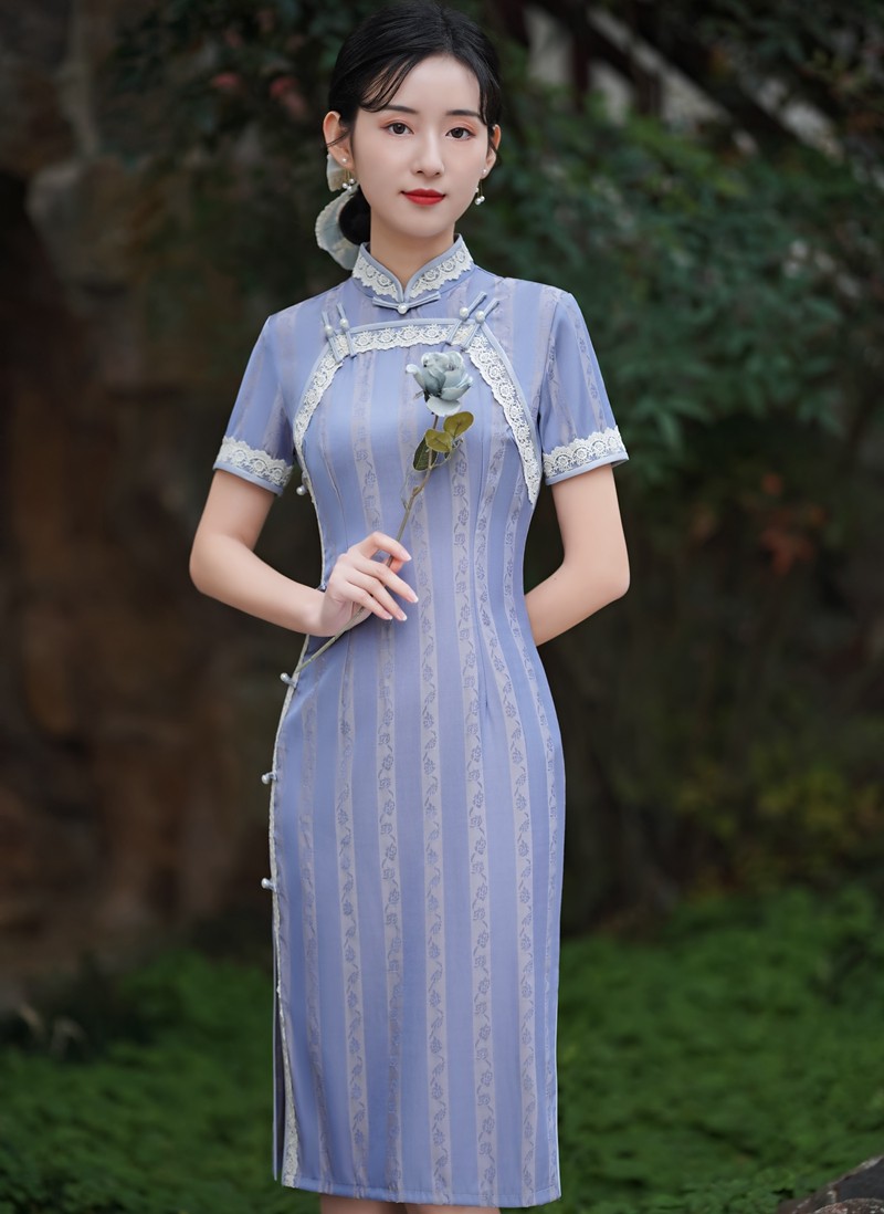 旗袍民国风大小姐2022年新款古典素色气质淑女旗袍