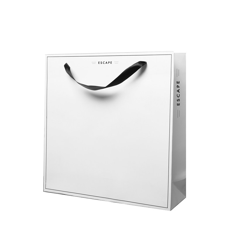 韩版简约专柜礼品袋服装店购物袋纸袋子白色手提袋定做可印logo
