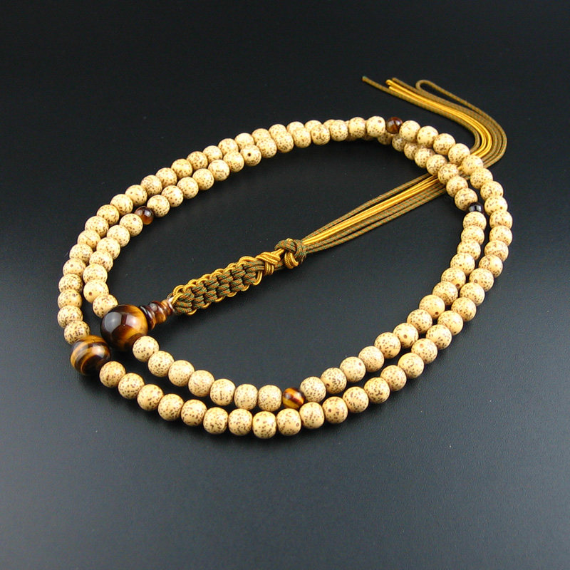 妙莲莲花日本念珠禅宗临济星月菩提108颗虎眼石佛珠