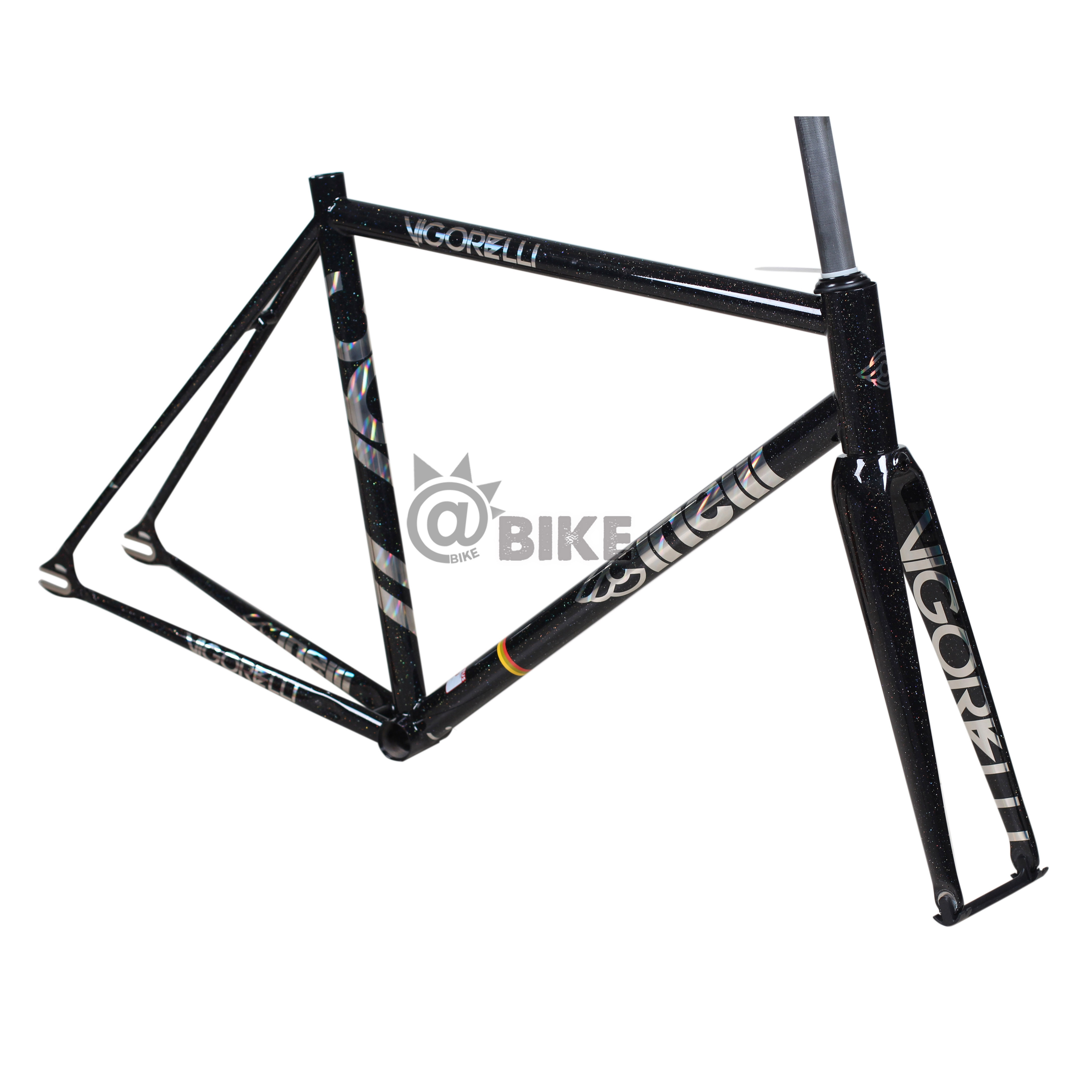 意大利工艺cinellivigorelli竞速场地死飞钢架碳纤维前叉自行车车架