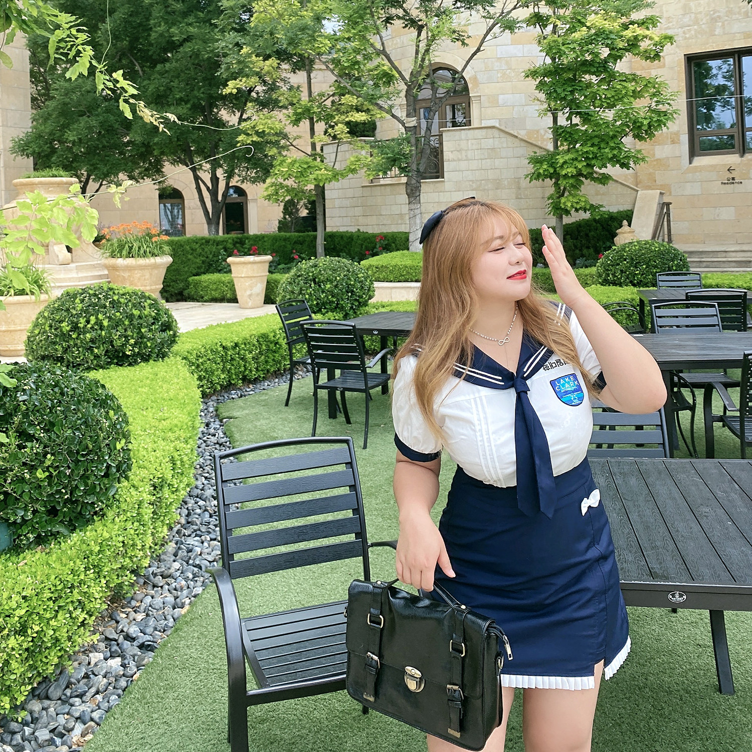 制服套装mcr大码女装jk韩式校服胖妹甜美大码女装