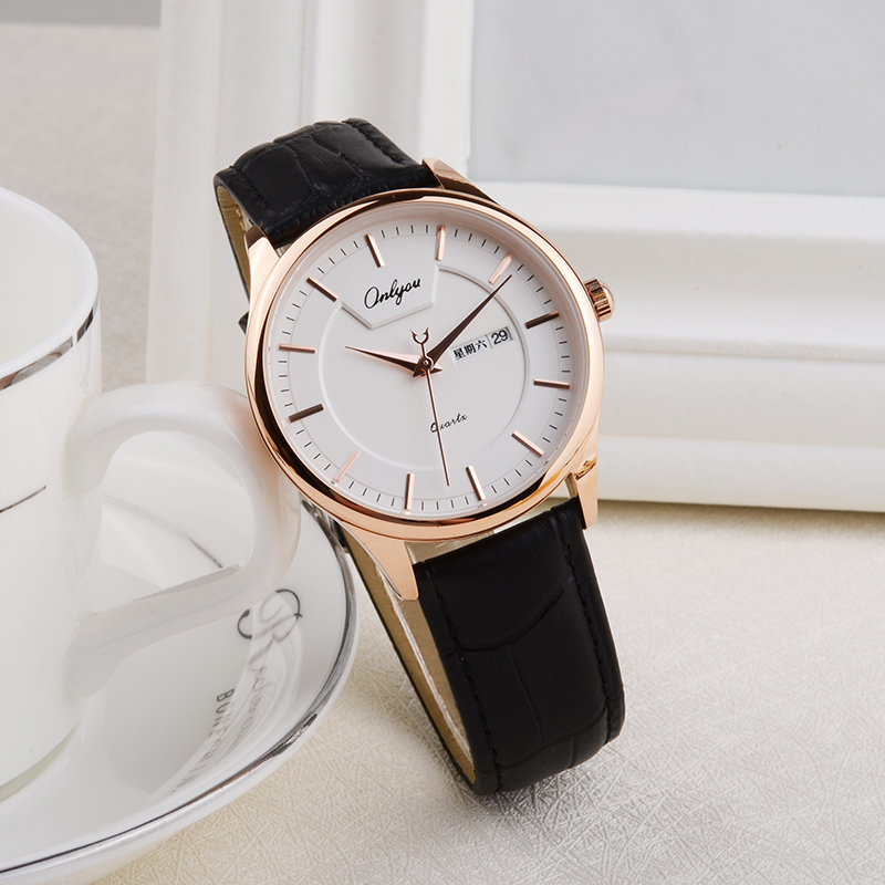 正品奥利妮男士手表2022新款休闲时尚日历男士腕表潮流皮带石英表