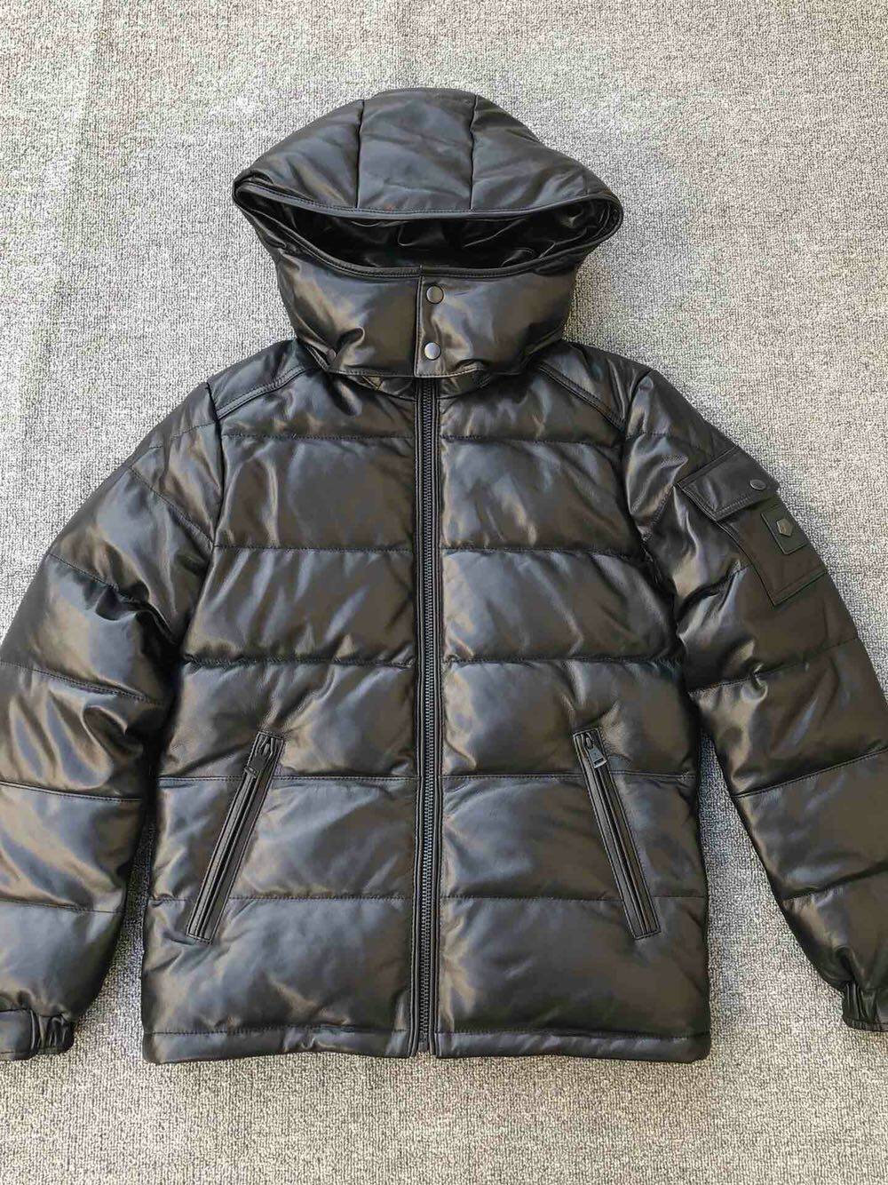 冰川特工羽绒皮衣连帽可脱鹅绒羽绒服意大利绵羊羽绒服