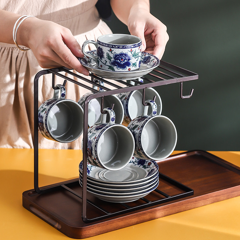 洽顺精瓷青花瓷咖啡套装茶壶茶杯中式家用陶瓷咖啡杯