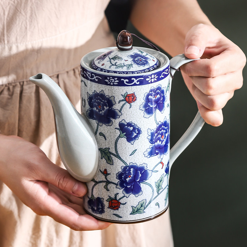 洽顺精瓷青花瓷咖啡套装茶壶茶杯中式家用陶瓷咖啡杯