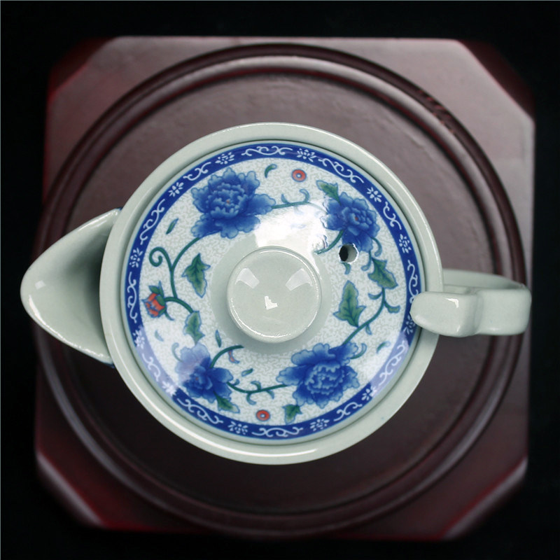 泡茶洽顺精瓷复古牡丹青花瓷小壶单壶盖碗茶壶茶壶