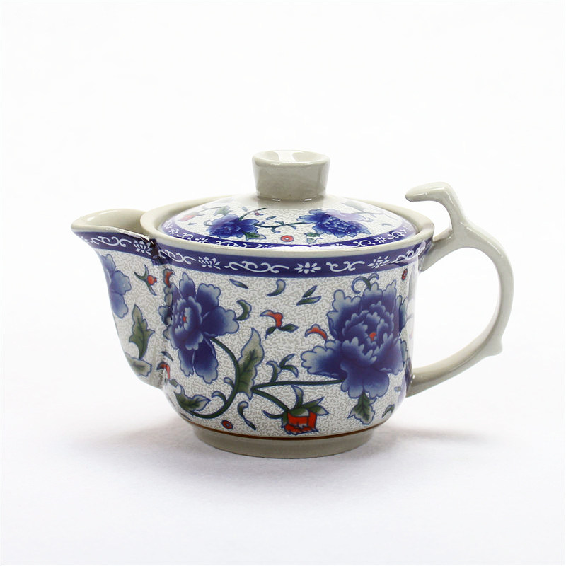 泡茶洽顺精瓷复古牡丹青花瓷小壶单壶盖碗茶壶茶壶