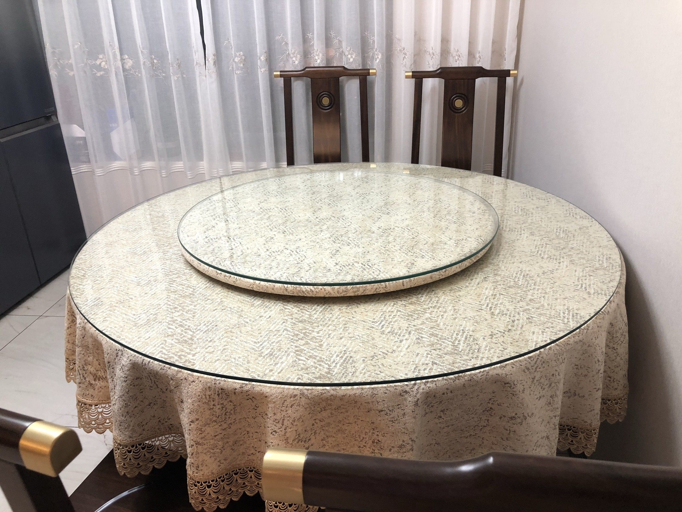 简约酒店商务咖色圆桌尺寸桌布现代布酒店茶几桌布