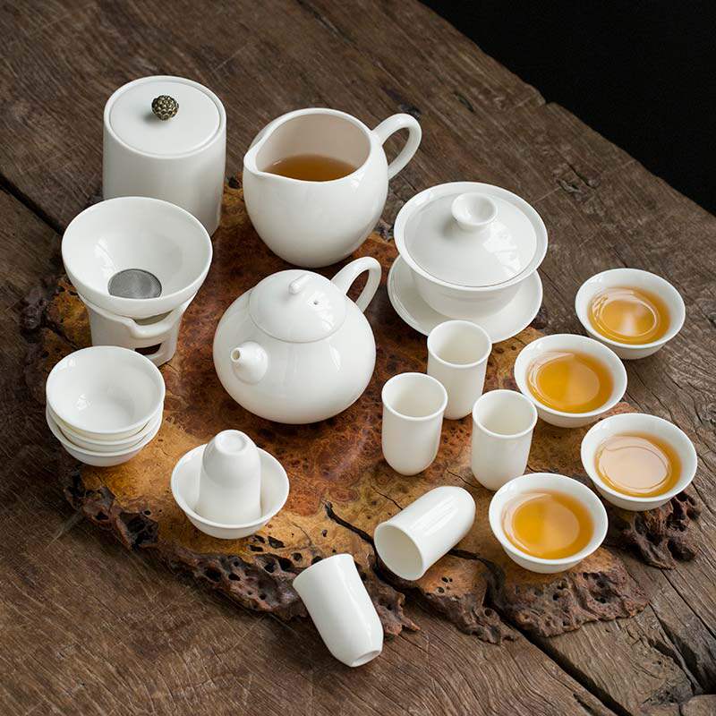 白瓷茶艺教学套组陶瓷功夫功夫茶茶具套装茶艺师功夫茶具