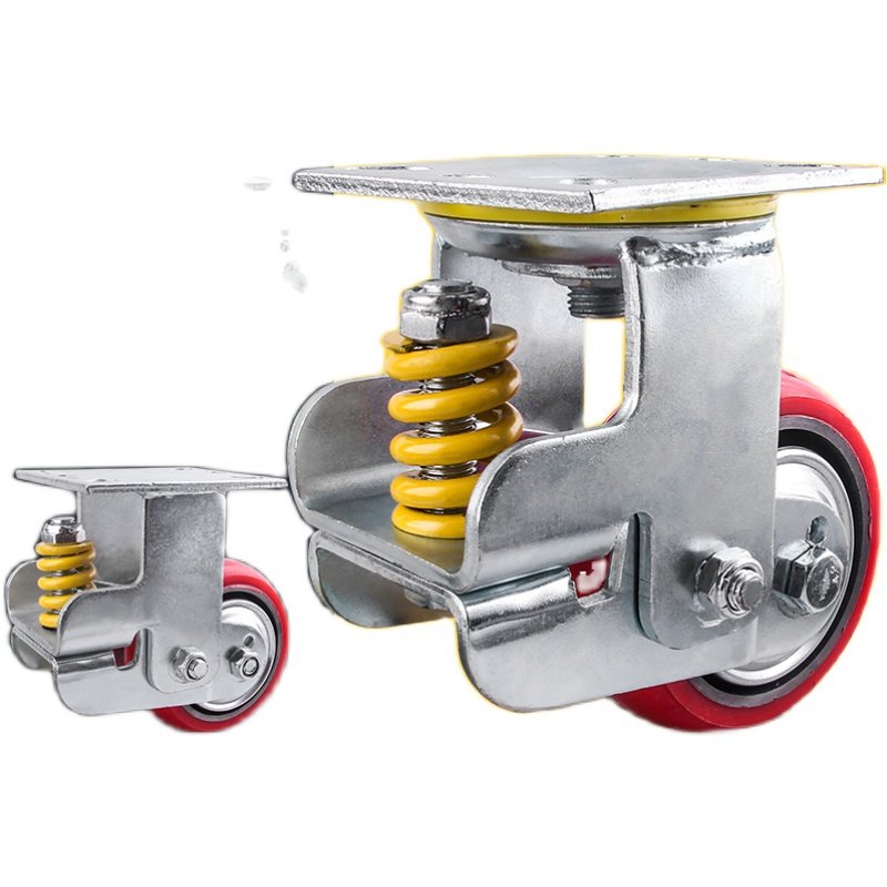 减震弹簧万向重型4寸5寸6寸脚轮聚氨酯刹车脚轮