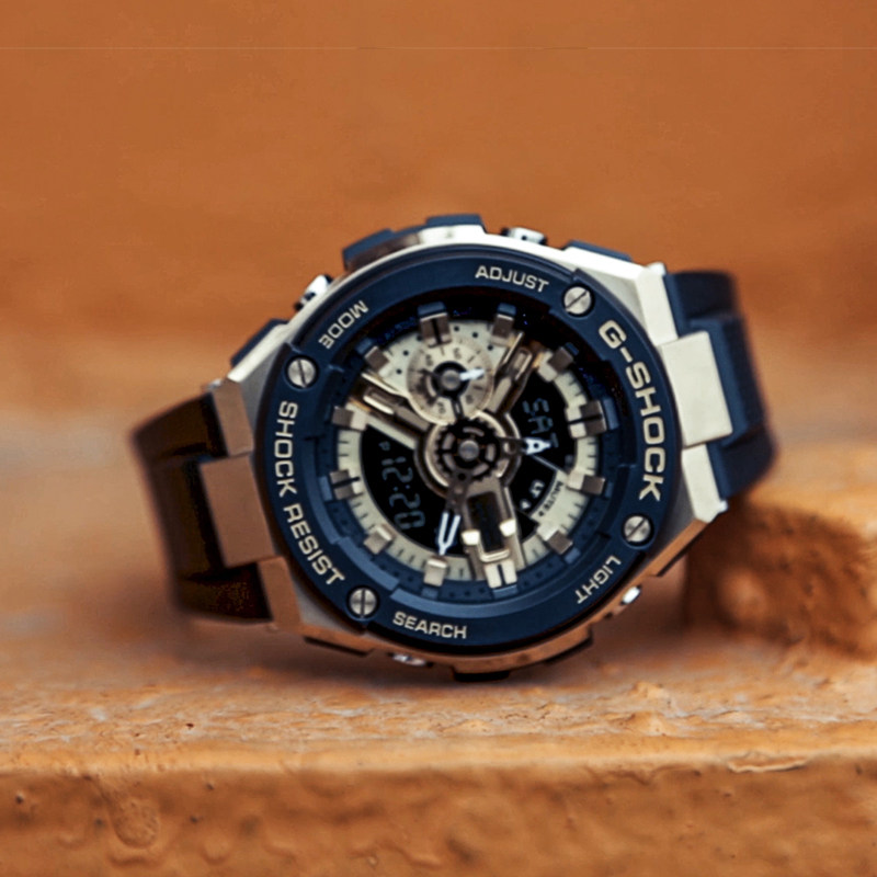 表弟卡西欧g-shockg-steel黑银防水防震运动手表日韩腕表