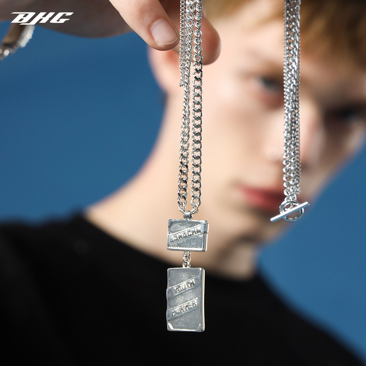 bjhg自制小众高级中性钛钢项链男军士兵吊坠项链