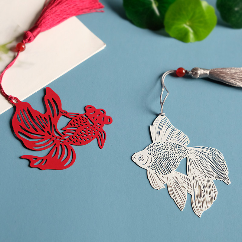可爱金鱼金属书签中国国风古典文艺小礼礼品书签