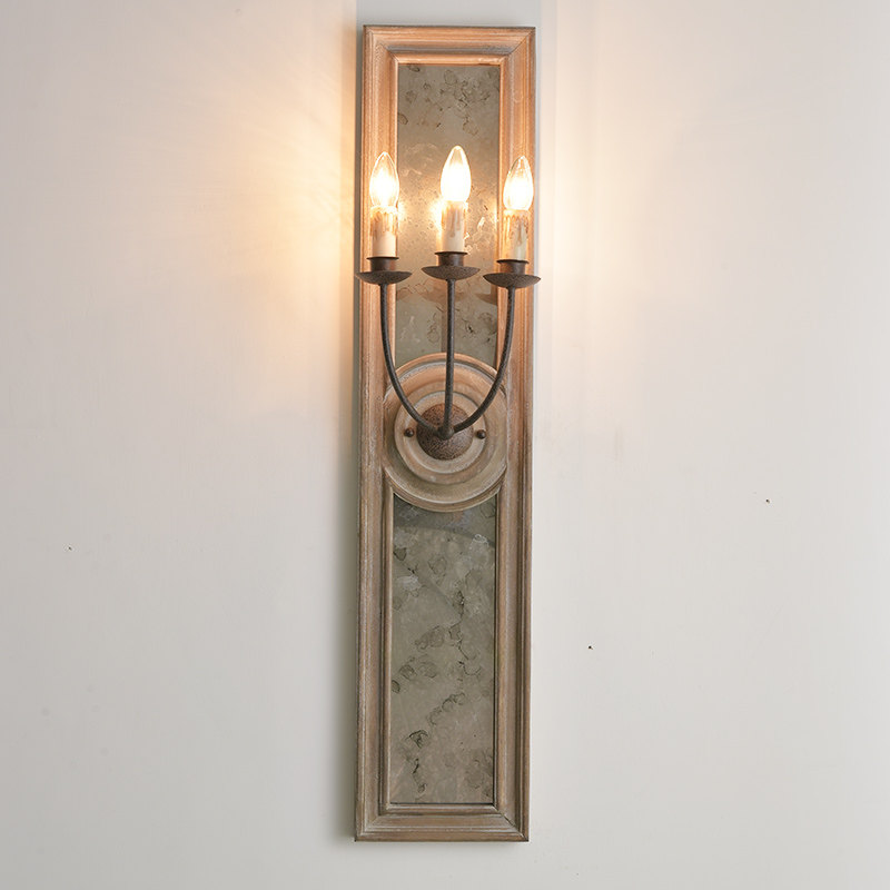 壁灯美式乡村客厅复古做旧实木创意咖啡厅艺术壁灯