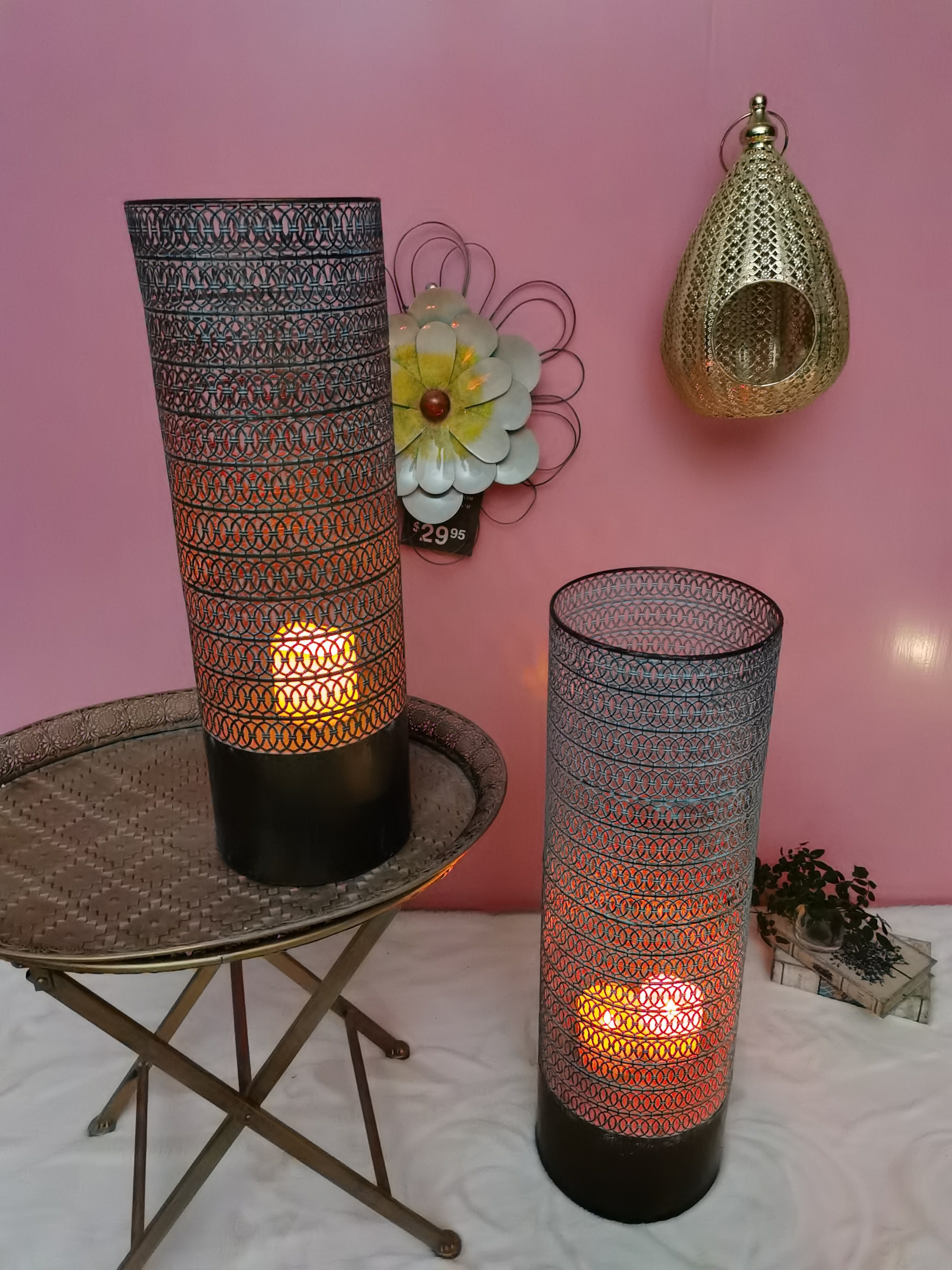 设计师摩洛哥风家居民宿软装饰品仿古做旧工艺铁艺烛台