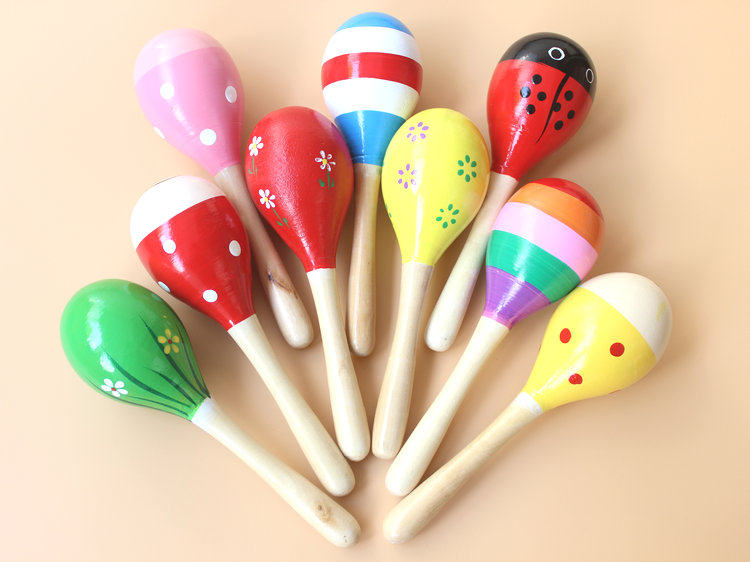 大号沙锤卡通实木木沙宝宝木制摇铃玩具婴儿沙锤