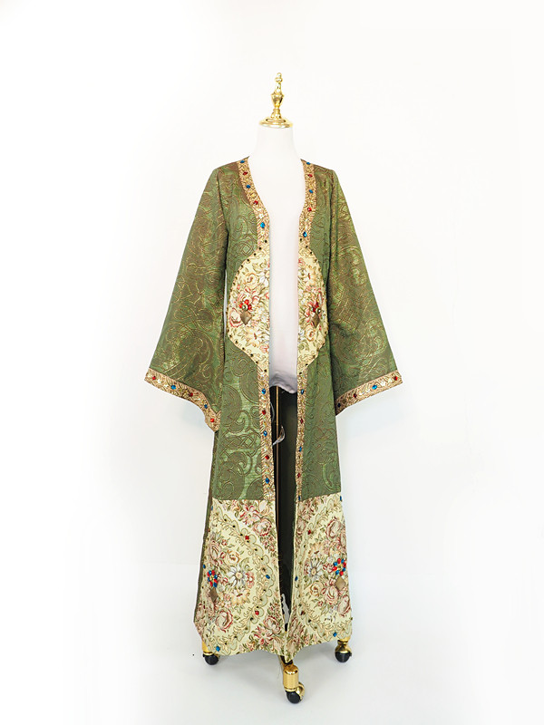 独特时髦复古宫廷气质刺绣花卉钉珠长袍礼服礼服