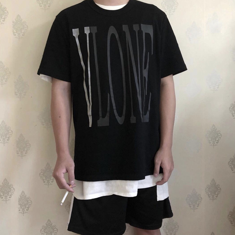 正确版 vlone纽约限定款大v反光logo短袖t恤陈冠希美潮tee情侣