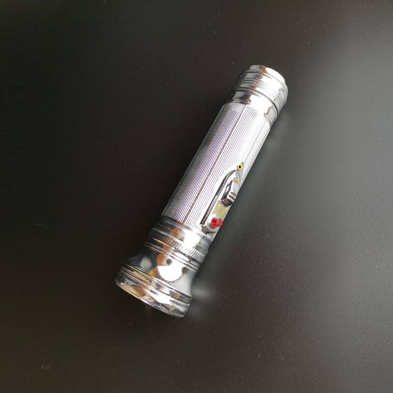 老式手电筒铁皮一号电池黄光老灯泡照明家用胎教手电筒