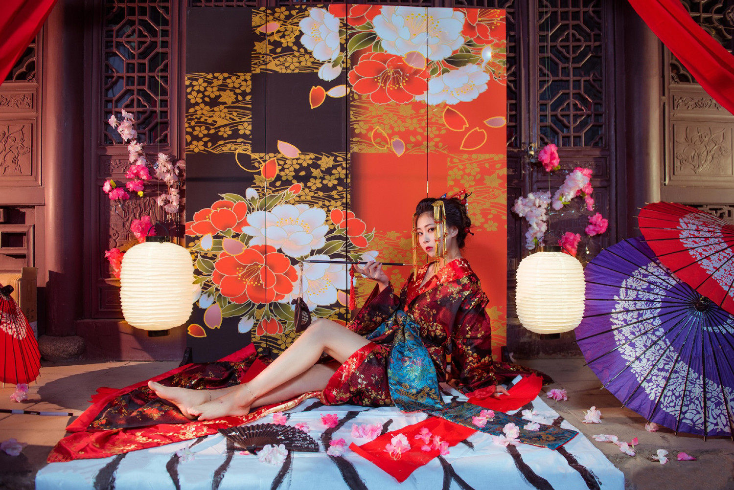 日本和服艺妓花魁超华丽套装cos女写真舞台表演主播服装 可大批量