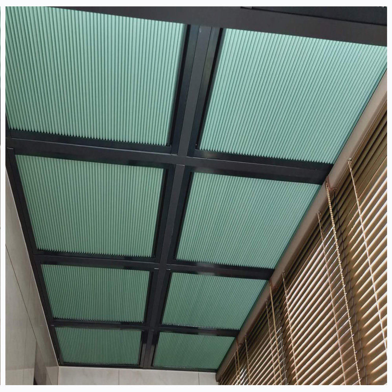 阳光房玻璃房顶天窗手动遮阳帘隐形把手金属滑轮蜂巢帘隔热降温