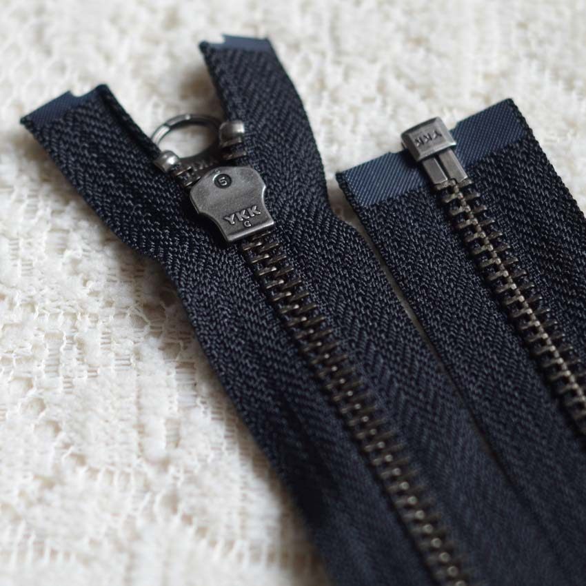 门襟拉锁5号古银单开织带拉链20-120cm男式服装拉链