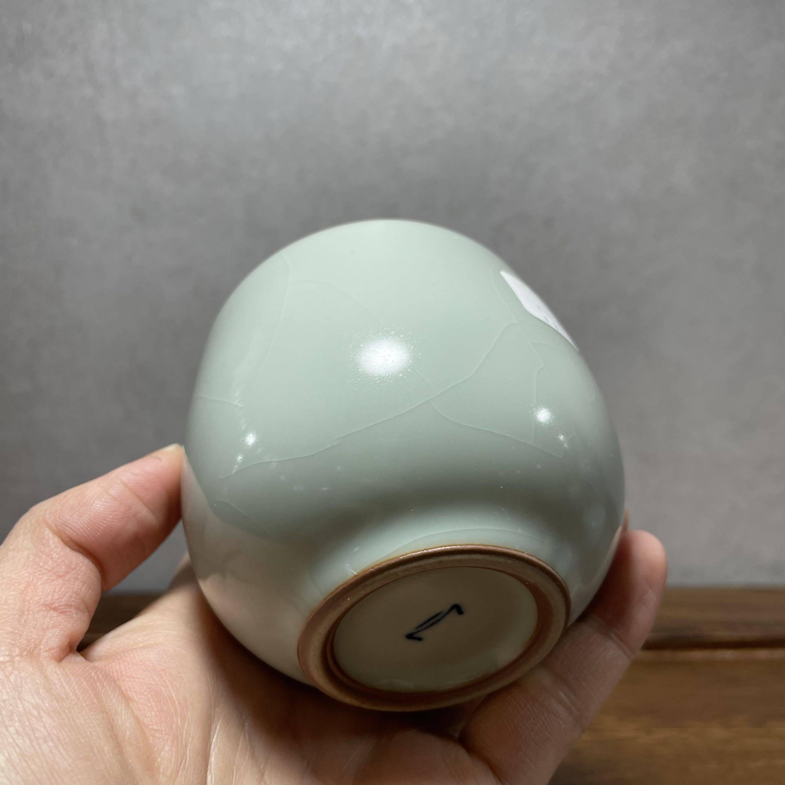 汝窑问鼎格物老款鼎峰天青色金钟大器型开片主人茶杯